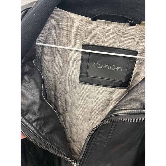 Calvin Klein leather jacket black Size large - Picture 3 of 9